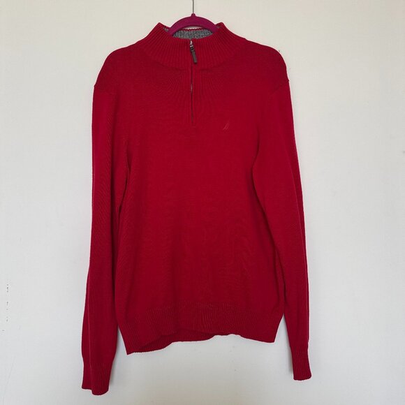 Red Nautica Medium Quarter Zip Sweater - 100% Cotton - Picture 1 of 2